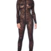 Sweety Combi Maori Fetish Catsuits | Black Mesh