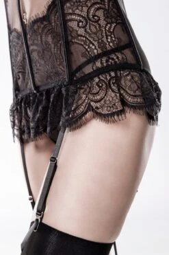 2 Piece Garter And Corset Set -Coquette Shop 2 Piece Garter and Corset Set Fetish Corsets Grey Velvet SEXYSHOESCOM 4