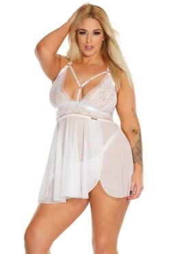 Coquette Babydoll & Thong White Set