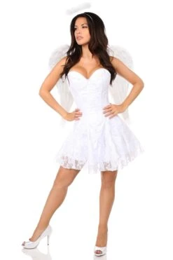 3 Piece Angel Corset Costume 6 3 Piece Angel Corset Costume -Coquette Shop 3 Piece Innocent Angel Corset Costume Angel Costumes Daisy Corsets SEXYSHOESCOM 3