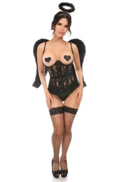 3 Piece Daring Angel Corset Costume 6 3 Piece Daring Angel Corset Costume -Coquette Shop 3 Piece Sexy Daring Dark Angel Corset Costume Angel Costumes Daisy Corsets SEXYSHOESCOM 3