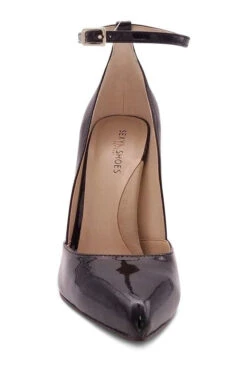 Sexy A-Line Ankle Strap Stiletto Pump -Coquette Shop Babe102 BLK front