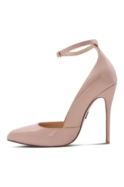 Sexy A-Line Ankle Strap Stiletto Pump -Coquette Shop Babe102 NUDE Left