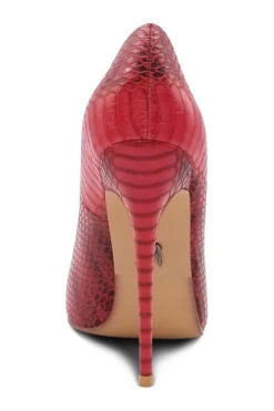 Sultry Low Cut Sky High Stiletto Heel Pump -Coquette Shop Babe301 REDSnake back