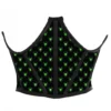 Black & Green Spiders Satin Open Cup Waist Cincher