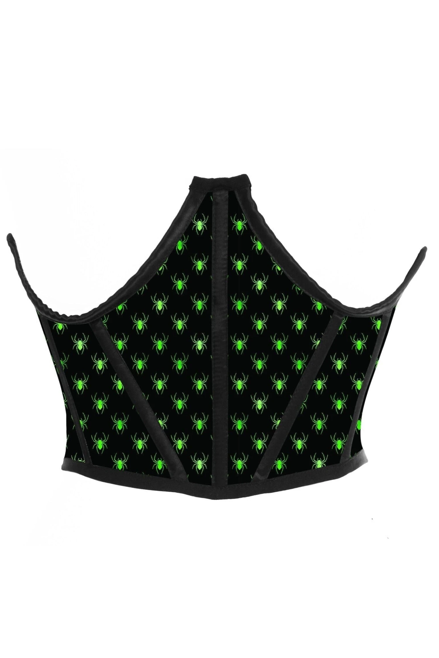 Black & Green Spiders Satin Open Cup Waist Cincher 1 Black & Green Spiders Satin Open Cup Waist Cincher