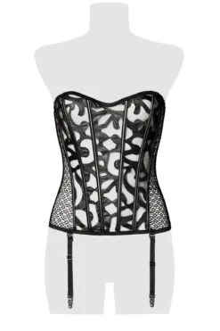 Boning Queen Anne Neckline Corset & Garter -Coquette Shop Boning Queen Anne Neckline Corset Garter Fetish Corsets Grey Velvet SEXYSHOESCOM 4