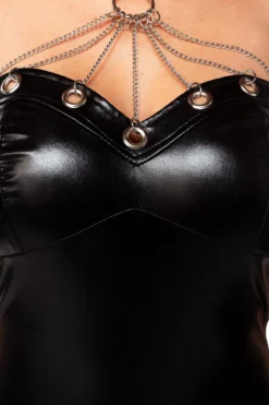 Chain Trimmed Bodysuit Trousers 6 Chain Trimmed Bodysuit Trousers -Coquette Shop Chain Trimmed Bodysuit Trousers Fetish Bodysuits Saresia SEXYSHOES COM 3