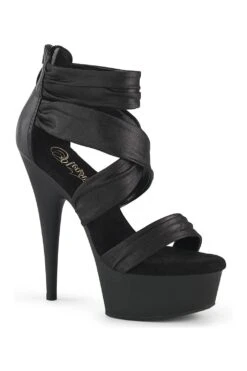 PLEASER DELIGHT-620 Black Faux Leather Sandal
