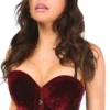 Dark Red Crushed Velvet Underwire Short Bustier
