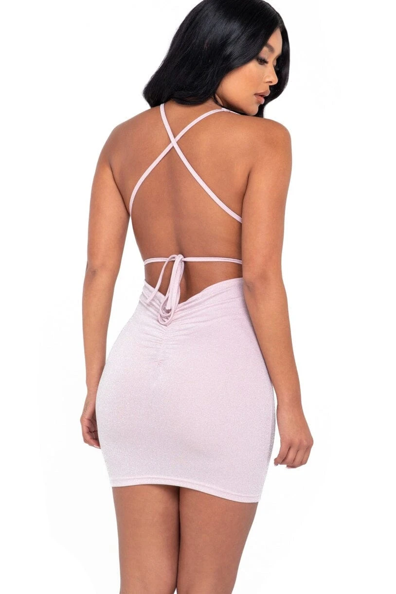 Deep V Plunge Glitter Cocktail Dress 2 Deep V Plunge Glitter Cocktail Dress - Image 2