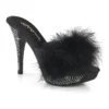 ELEGANT-401F Black Marabou Slide