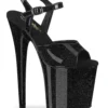 PLEASER FLAMINGO-809GP Black Glitter Patent Sandal