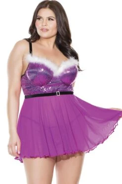 Coquette Faux Fur Trim Diva-Babydoll