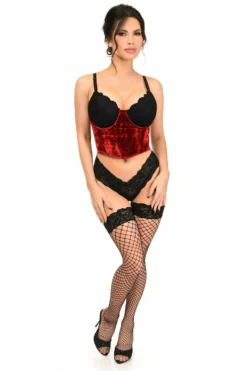 Lavish Red Velvet Underwire Waist Cincher Corset -Coquette Shop LV 1405c dc6eac31 096e 4e40 8a96 c9e824756ead