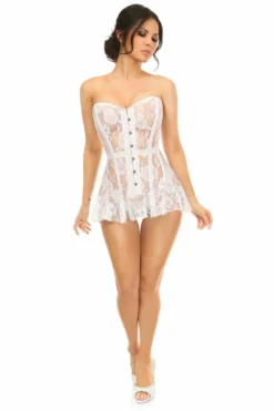 Lavish White Sheer Lace Corset Dress -Coquette Shop LV 1411c 7bc2e903 c0bb 45da 9eab faf4d375b938