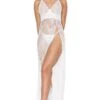 Coquette Lace Long Gown Full Underwire Cups With Side High Slit