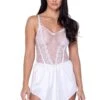 Lace And Satin Chemise With Embroidered Lace