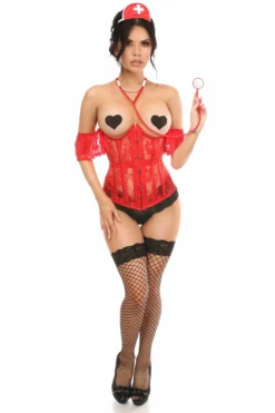 Lavish 3 PC Sexy Nurse Corset Costume 7 Lavish 3 PC Sexy Nurse Corset Costume -Coquette Shop Lavish 3 PC Sexy Nurse Corset Costume Nurse Costumes Daisy Corsets SEXYSHOES COM 3