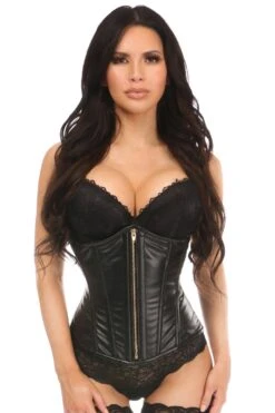 Lavish Wet Look Underbust Corset W/Gold Zipper