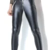 Coquette Matte Wetlook High Waisted Pants With Front To Back Metal Zipper