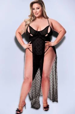 Baci Lingerie Mesh Gown & G-String Set