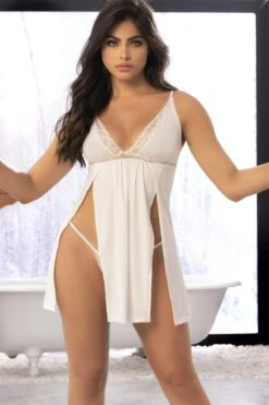 Open Side Lace Accent Babydoll