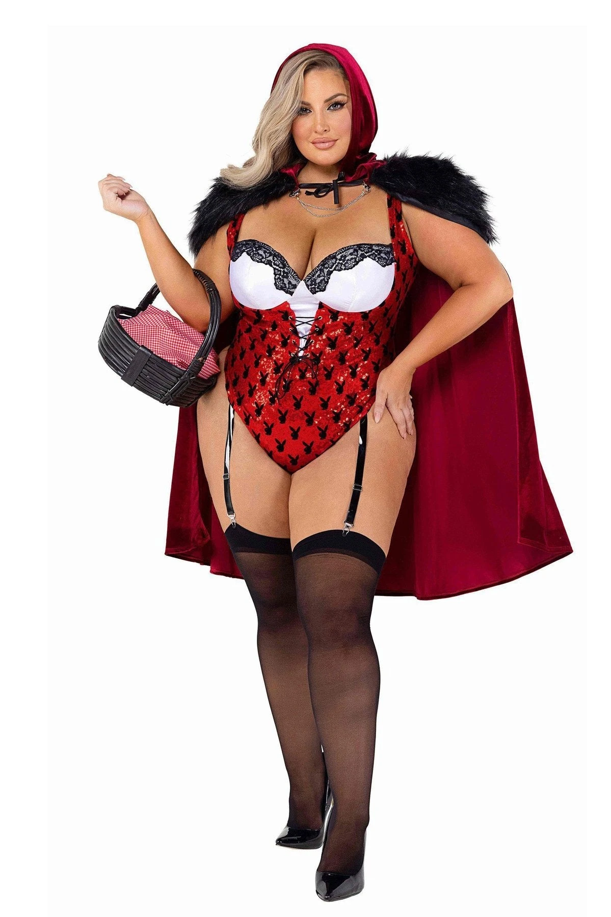Playboy Plus Size Red Hooded Enchated Forest Costume 3 Playboy Plus Size Red Hooded Enchated Forest Costume - Image 3