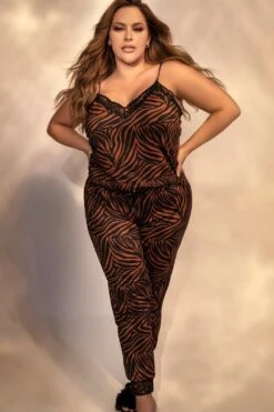 Plus Size Animal Print Jumpsuit