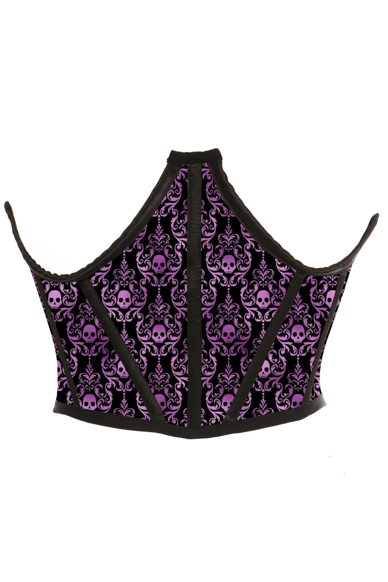 Purple & Black Skull Satin Open Cup Waist Cincher 1 Purple & Black Skull Satin Open Cup Waist Cincher