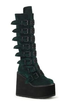 SWING-815 Green Vegan Suede Knee Boot