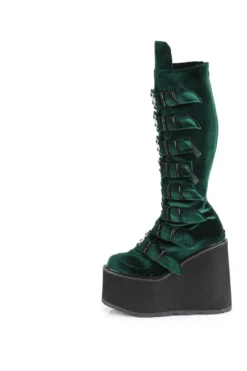 SWING-815 Green Vegan Suede Knee Boot -Coquette Shop SWING 815 Green Vegan Suede Knee Boot Knee Boots Demonia SEXYSHOES COM 3