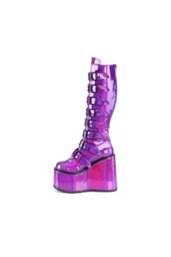 SWING-815 Purple Hologram Patent Knee Boot -Coquette Shop SWING 815 Purple Hologram Patent Knee Boot Knee Boots Demonia SEXYSHOES COM 3