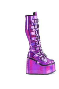 SWING-815 Purple Hologram Patent Knee Boot -Coquette Shop SWING 815 Purple Hologram Patent Knee Boot Knee Boots Demonia SEXYSHOES COM 5