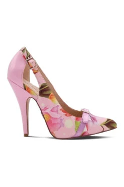 Flirty Floral Print Pump With Buckle Detail -Coquette Shop Sexy104 PINK Right