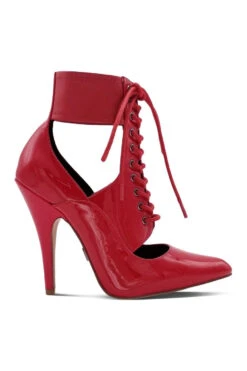 Lace Up Ankle Bootie With Stretch Ankle Cuff -Coquette Shop Sexy108 RED Right