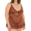 Plus Size Lace And Bows Babydoll Set