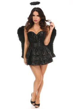 Top Drawer 4 PC Sequin Dark Angel Corset Costume 6 Top Drawer 4 PC Sequin Dark Angel Corset Costume -Coquette Shop TD 2101c
