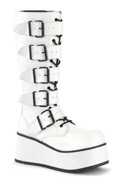 TRASHVILLE-518 White Vegan Leather Knee Boot