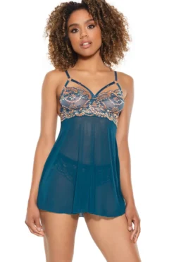 Coquette Underwired Demi Cups Babydoll With Embroidered Details
