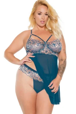 Coquette Underwired Demi Cups Babydoll With Embroidered Details -Coquette Shop Underwired Demi Cups Babydoll with Embroidered Details Babydolls Coquette SEXYSHOES COM 5 scaled