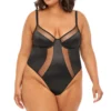 Plus Size Underwire Teddy With Sheer & Satin Illusion Detail