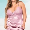 V Neck Lace Bra Cups And Side Slits Babydoll | Plus Size