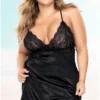 V Neckline With Lace Bra Cups And Side Slits Babydoll | Plus Size
