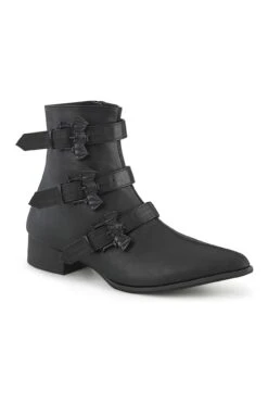 WARLOCK-50-B Black Vegan Leather Ankle Boot