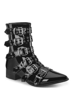 WARLOCK-70 Black Patent Knee Boot