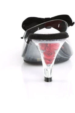 BELLE-301BOW Vintage Mule | Clear Vinyl -Coquette Shop belle 301bow vintage mule clear vinyl slides pin up couture sexyshoescom 4