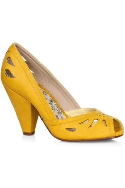 Bettie Page Marilyn Pump | Yellow Faux Leather