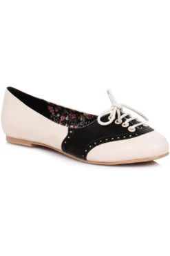 Bettie Page Halle Oxford Flat | Black Faux Leather