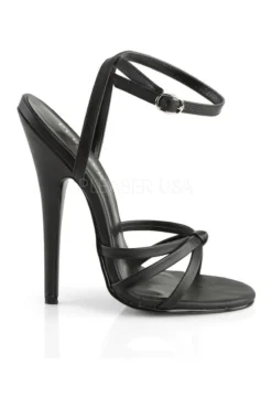 DOMINA-108 Sandal | Black Faux Leather -Coquette Shop domina 108 sandal black faux leather sandals devious sexyshoescom 5